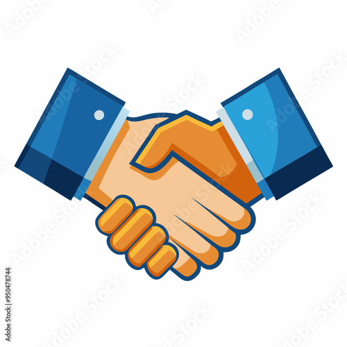 Handshake vector icon illustration, shaking hand color graphics on white background