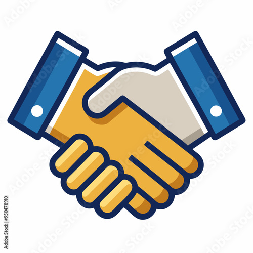 Handshake vector icon illustration, shaking hand color graphics on white background