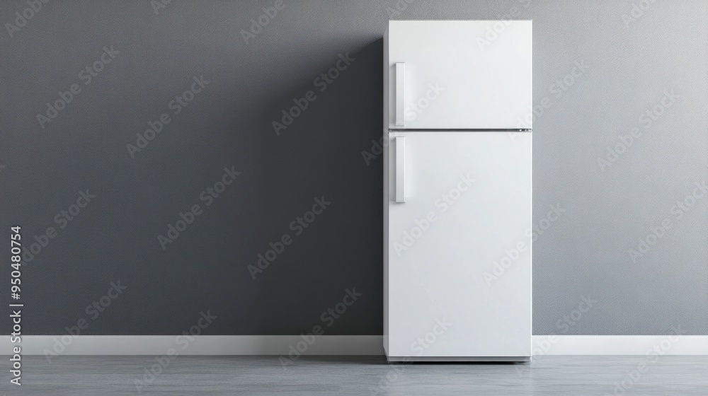 White Refrigerator Against a Gray Wall White Refrigerator Against a Gray Wall