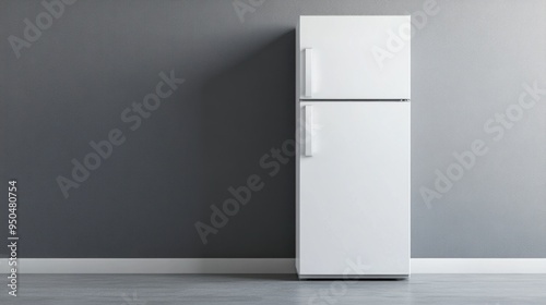 White Refrigerator Against a Gray Wall