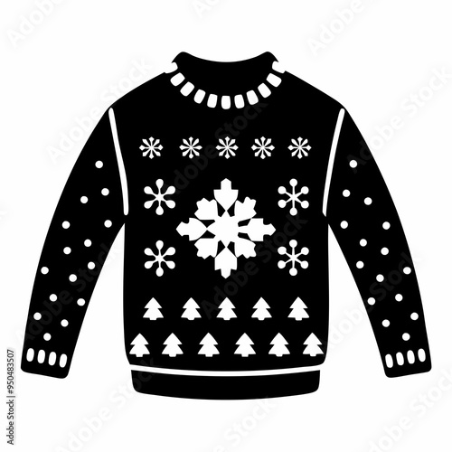 Christmas Sweater silhouette vector, Christmas ugly sweater Clipart

