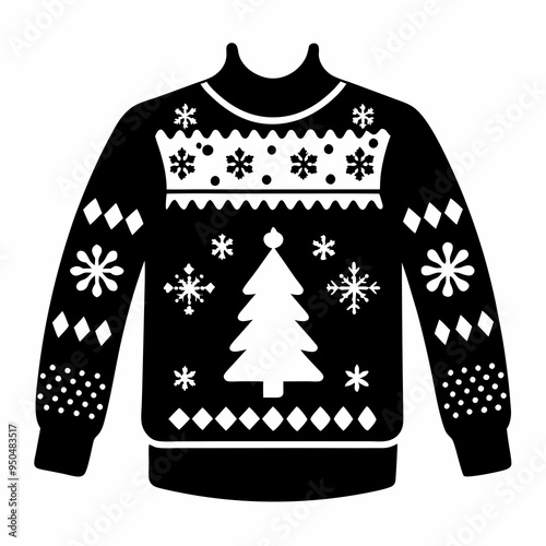Christmas Sweater silhouette vector, Christmas ugly sweater Clipart

