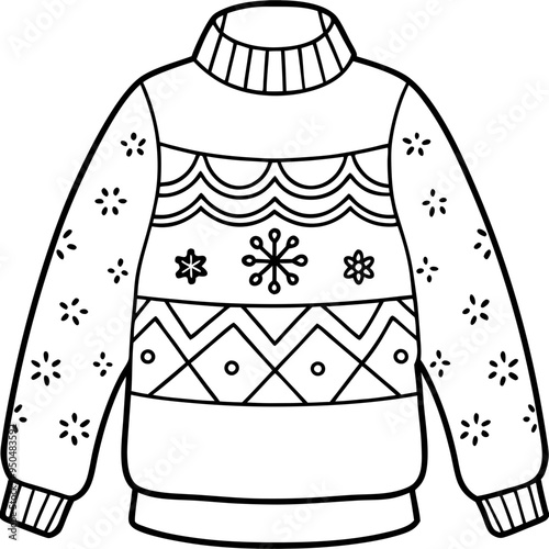 
Christmas Ugly Sweater outline vector, Christmas ugly sweater line art Clipart

