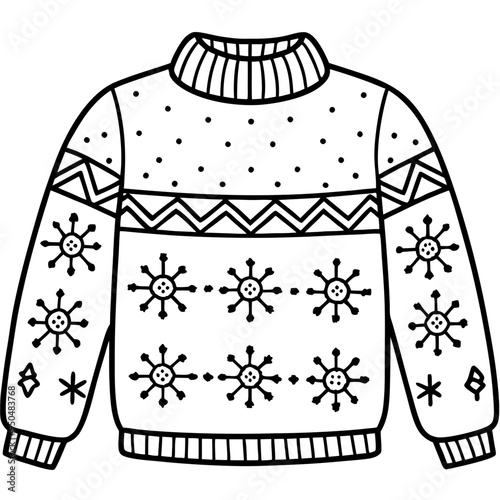 
Christmas Ugly Sweater outline vector, Christmas ugly sweater line art Clipart

