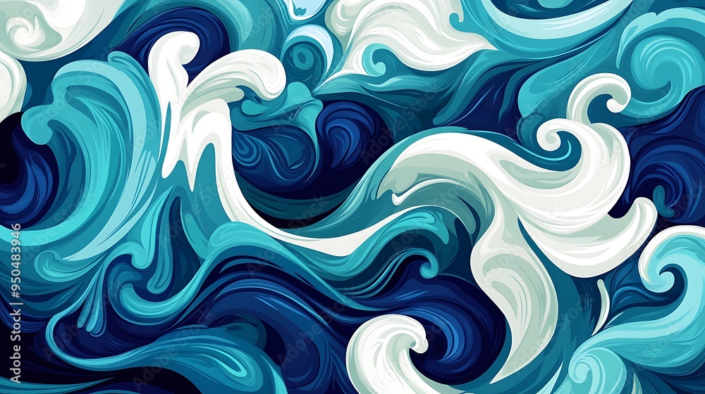 Abstract Blue and White Swirling Waves Pattern Background Abstract Blue and White Swirling Waves Pattern Background