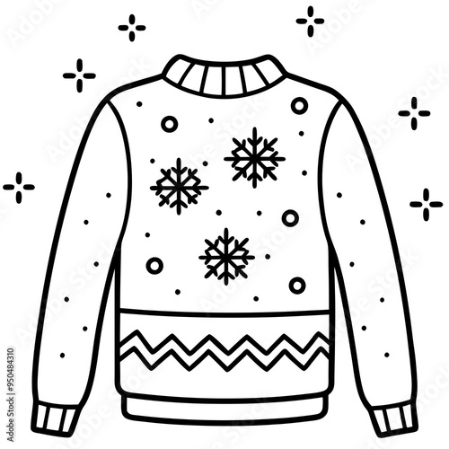 
Christmas Ugly Sweater outline vector, Christmas ugly sweater line art Clipart

