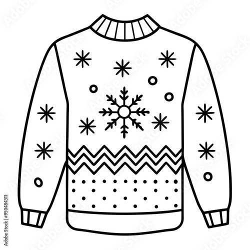
Christmas Ugly Sweater outline vector, Christmas ugly sweater line art Clipart

