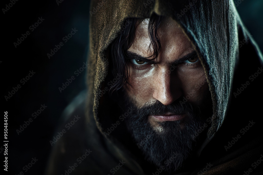 Dramatic close-up of Jesus christ in shadows. Dramatic close-up of Jesus christ in shadows.