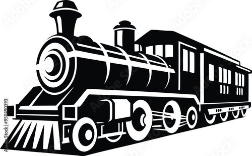 old train vector silhouette illustration on a white background