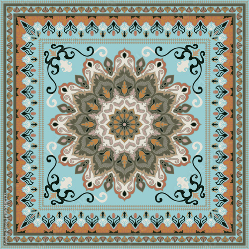 light colored carpet Rounded corners of a rug for decorating a rectangular room abstract mandala