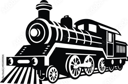 old train vector silhouette illustration on a white background