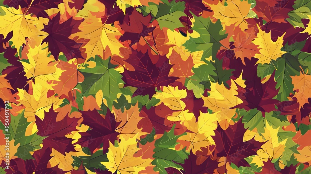 Autumn-Themed Game Style Maple Leaf Pattern. AI generated illustration Autumn-Themed Game Style Maple Leaf Pattern. AI generated illustration