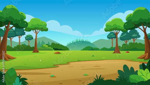 green grass garden with open sky vector illustration