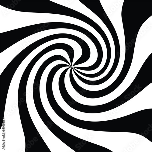 Spiral Background With Black And White Striped Lines