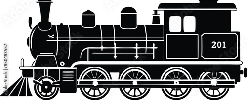 old train vector silhouette illustration on a white background