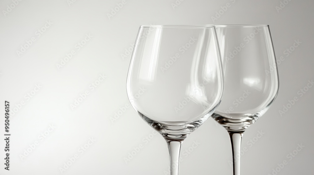 Exquisite Italian Wine Glasses for Red and White Wine Service on Plain Background
