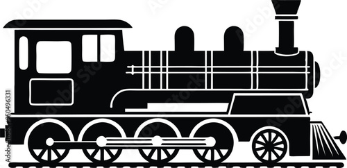 old train vector silhouette illustration on a white background