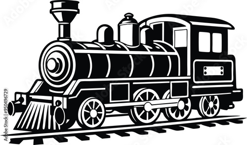 old train vector silhouette illustration on a white background