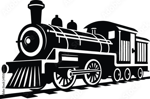 old train vector silhouette illustration on a white background