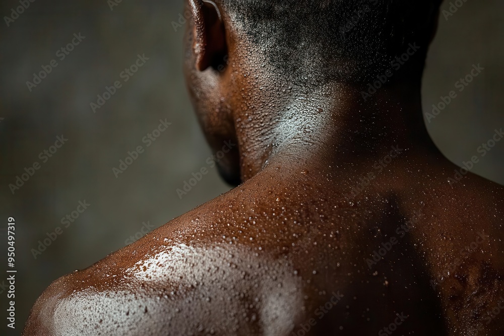 closeup of human back affected by monkeypox rash medical imagery showcasing symptoms on dark skin emphasizing importance of diverse health representation closeup of human back affected by monkeypox rash medical imagery showcasing symptoms on dark skin emphasizing importance of diverse health representation