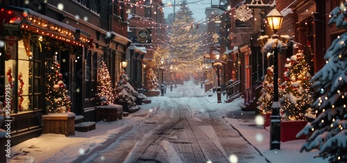 Snowy Christmas Street Scene