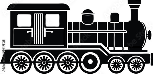 old train vector silhouette illustration on a white background