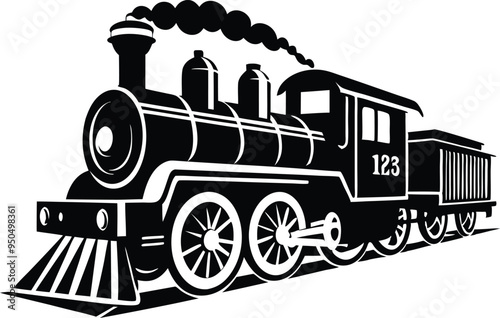 old train vector silhouette illustration on a white background