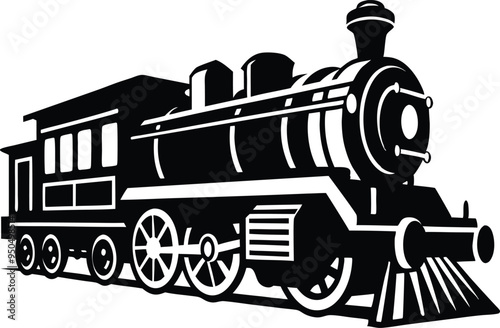 old train vector silhouette illustration on a white background