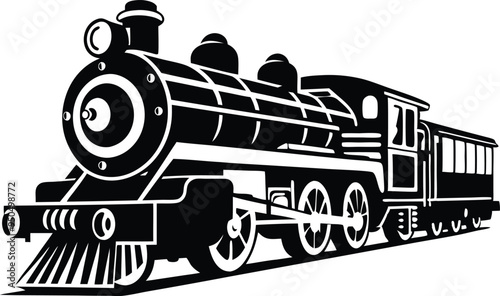 old train vector silhouette illustration on a white background