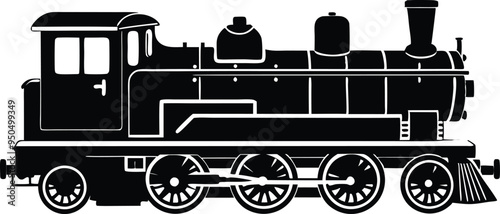 old train vector silhouette illustration on a white background