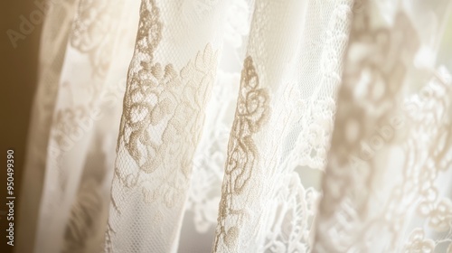 Light and Airy Italian Lace Curtains: Elegant Close-up on Neutral Background