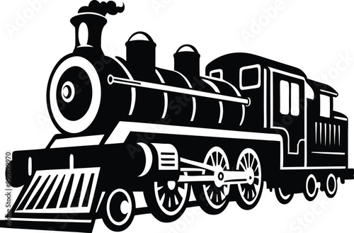 old train vector silhouette illustration on a white background