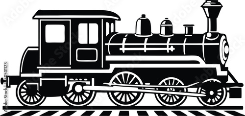 old train vector silhouette illustration on a white background