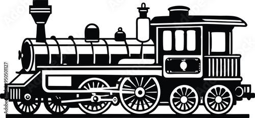 old train vector silhouette illustration on a white background