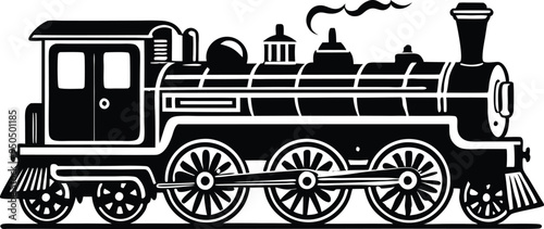 old train vector silhouette illustration on a white background