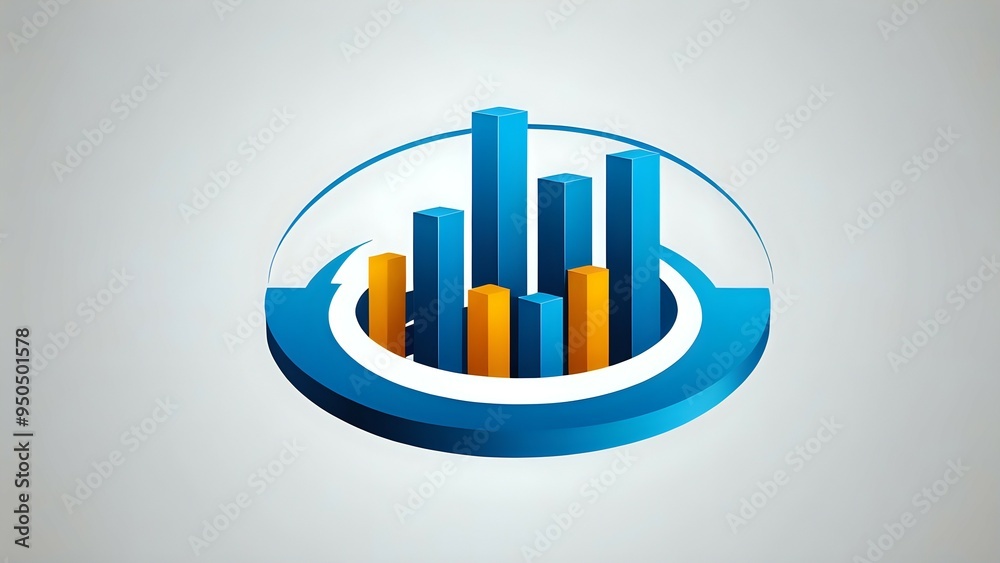 Abstract logo design with blue and orange bars within a circle. Abstract logo design with blue and orange bars within a circle.