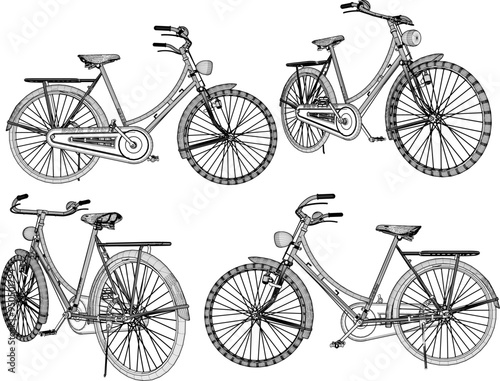 Vector sketch illustration of vintage classic old bicycle design