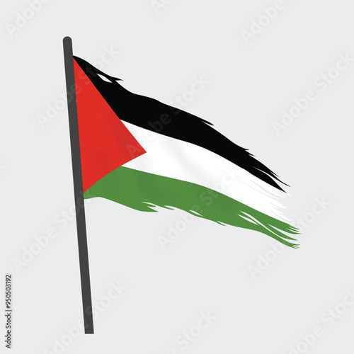Torn and Ragged Palestine National Flag
