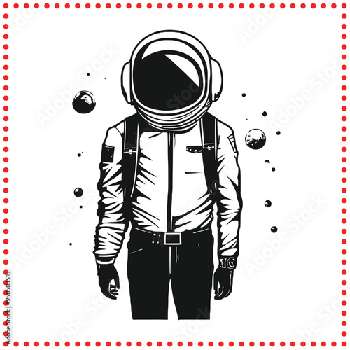 Monochrome Astronaut Silhouette   Perfect for Science Fiction and Space Projects