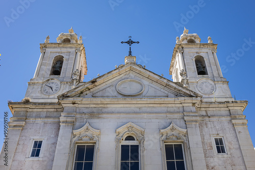 Saint Paul Church (Igreja de Sao Paulo, 1768) has a single, rectangular nave with two square bell towers. Lisbon, Portugal.