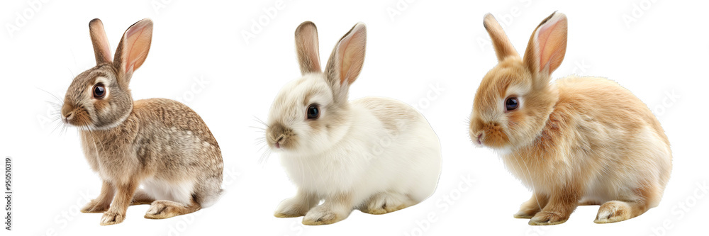 Set of bunny, isolated on transparent white background