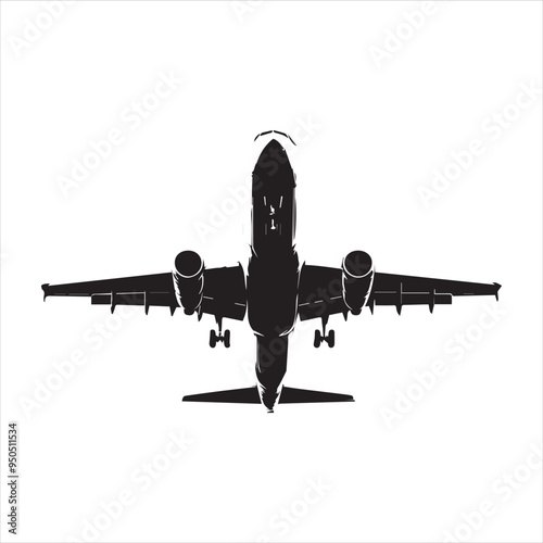 Black Silhouette Vector  airplane on the ground