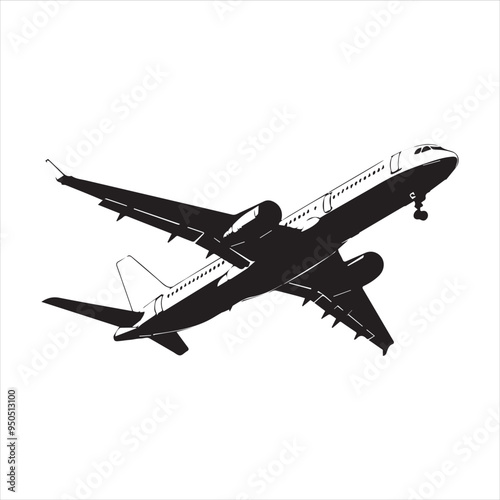 Black Silhouette Vector airplane on the ground