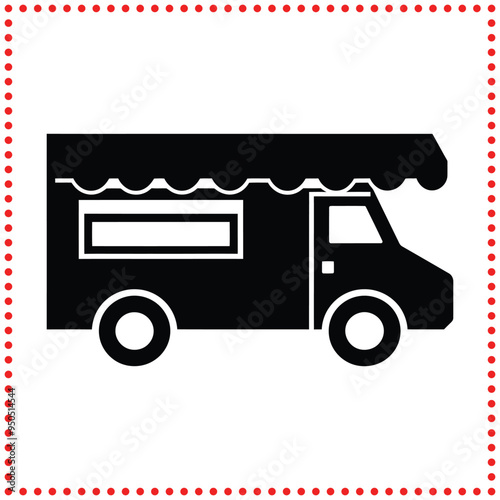 Food Truck Silhouette for Mobile Restaurant Logos and Street Food Art