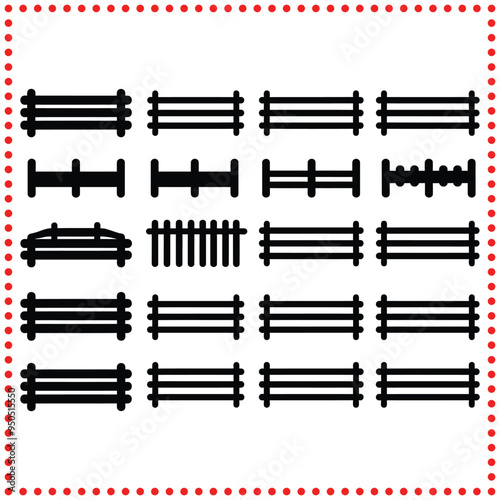 Versatile Fence Silhouette Set Perfect for Landscape and Property Logos