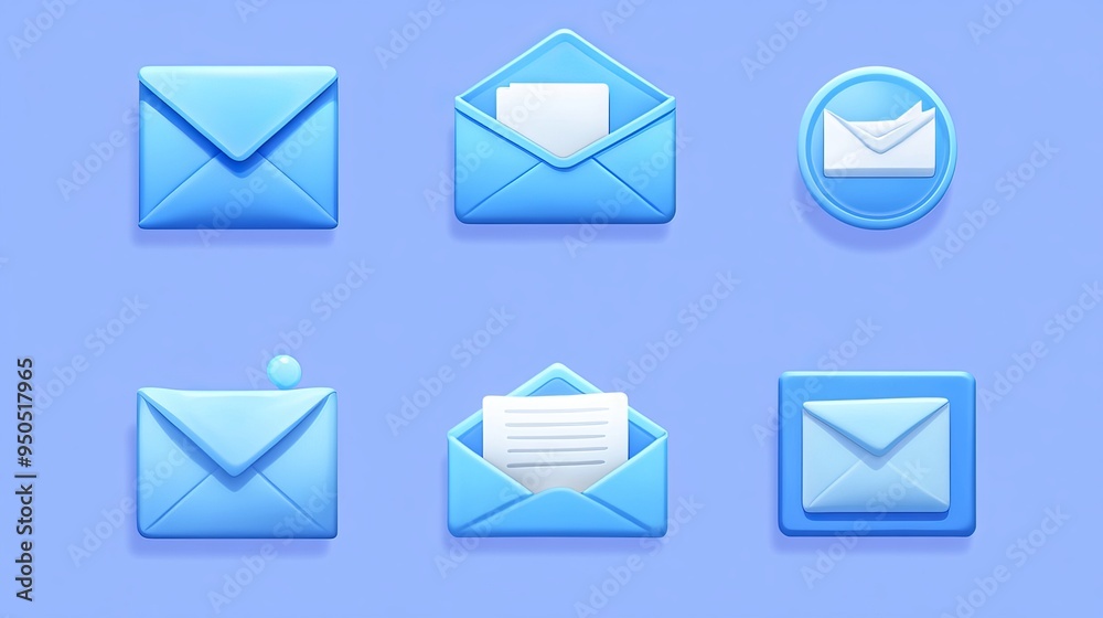 This icon pack includes 3D blue envelopes in various styles. Some are open and some are closed. There's an email message icon, as well as a postcard icon. This icon pack includes 3D blue envelopes in various styles. Some are open and some are closed. There's an email message icon, as well as a postcard icon.