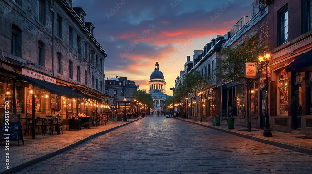 Fototapeta premium Bonsecours Market in Montreal is located on cobblestoned historic St. Paul Street in Old Montreal. It is a public market and is also available as a public banquet hall