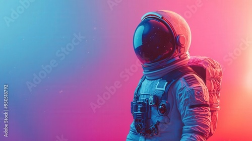 Fototapeta Naklejka Na Ścianę i Meble -  A 3D clipart of an astronaut in a spacesuit, in a bright space setting, white background,