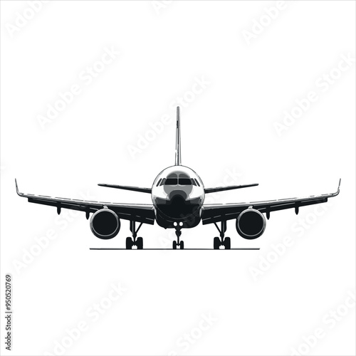 Black Silhouette Vector  airplane on the ground