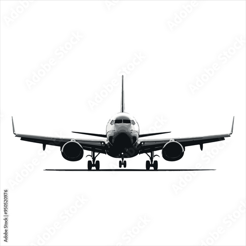 Black Silhouette Vector  airplane on the ground
